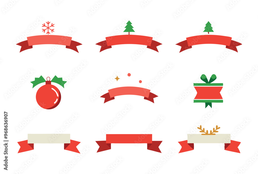 Christmas themed ribbon banners vector Design Collection Christmas themed ribbon banners vector Design Collection