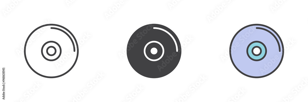 Compact disc different style icon set