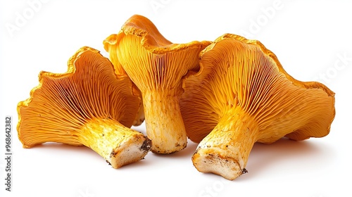 Freshly Harvested Chanterelle Mushrooms Arranged Neatly on a White Surface Ready for Cooking