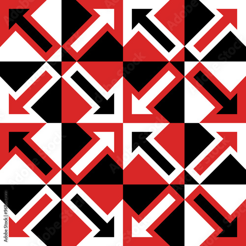 Arrow red black white seamless tile pattern