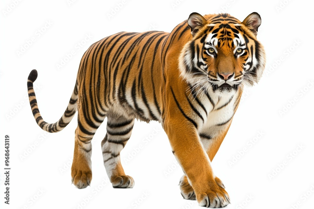 A Photo tiger with isolated white background A Photo tiger with isolated white background
