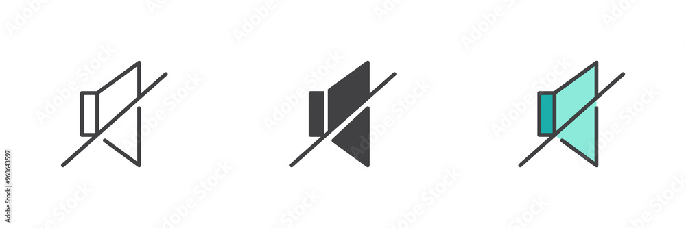 Fototapeta premium Sound silence different style icon set
