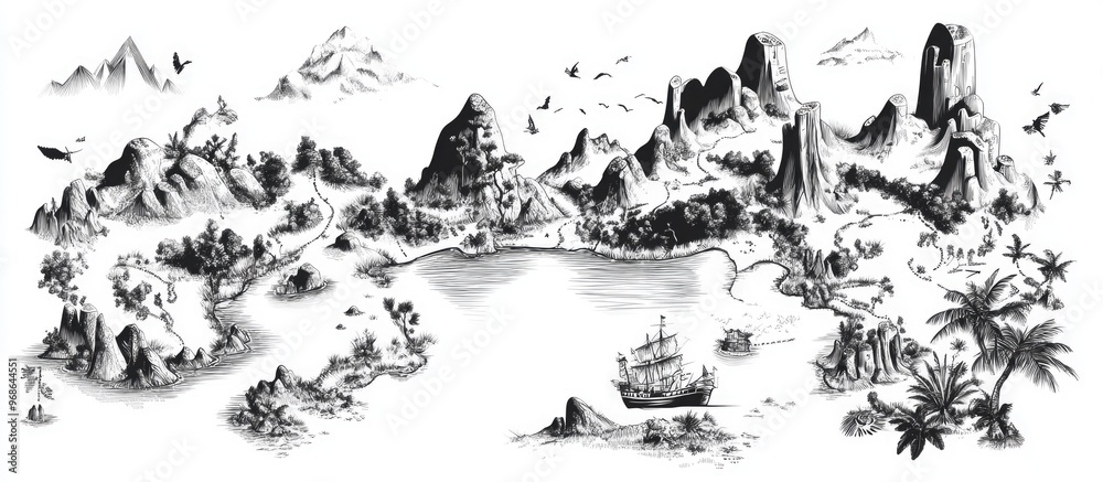 Obraz premium Black and white maps representing a geographical area