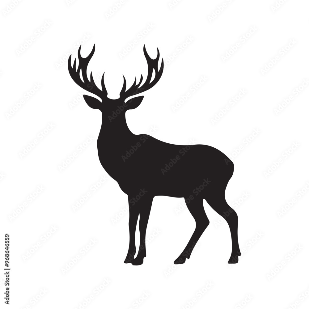 Obraz premium deer silhouette, wild deer silhouettes in flat style isolated on white background. Vector illustration
