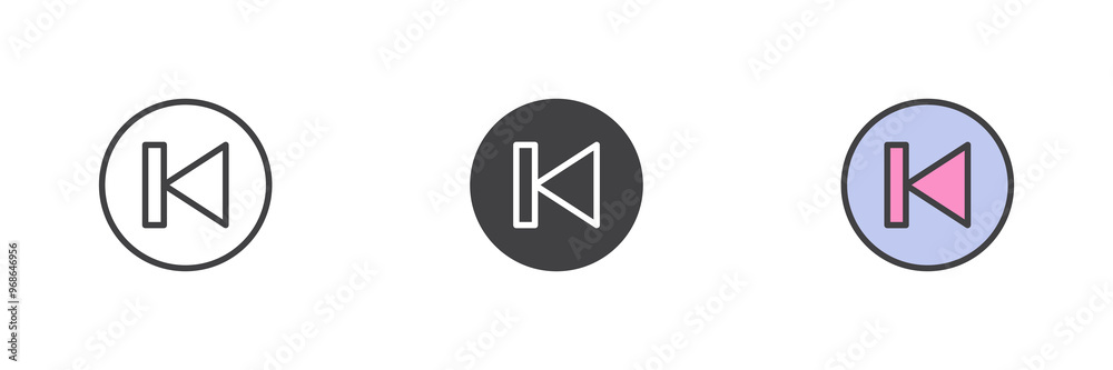 Backward button different style icon set Backward button different style icon set
