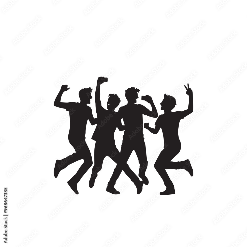 Friends enjoying silhouette. Friends group vector illustration black and white. Friends enjoying silhouette. Friends group vector illustration black and white.