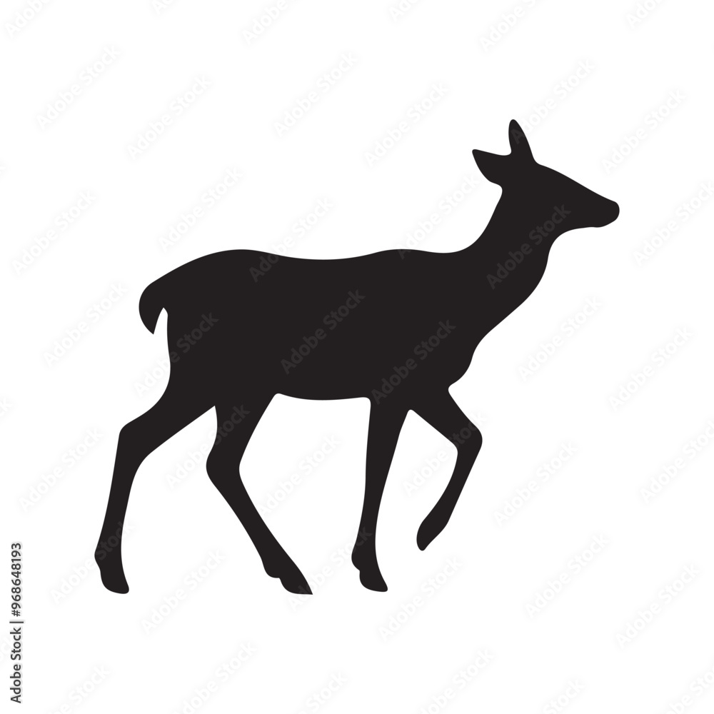 Fototapeta premium deer silhouette, wild deer silhouettes in flat style isolated on white background. Vector illustration