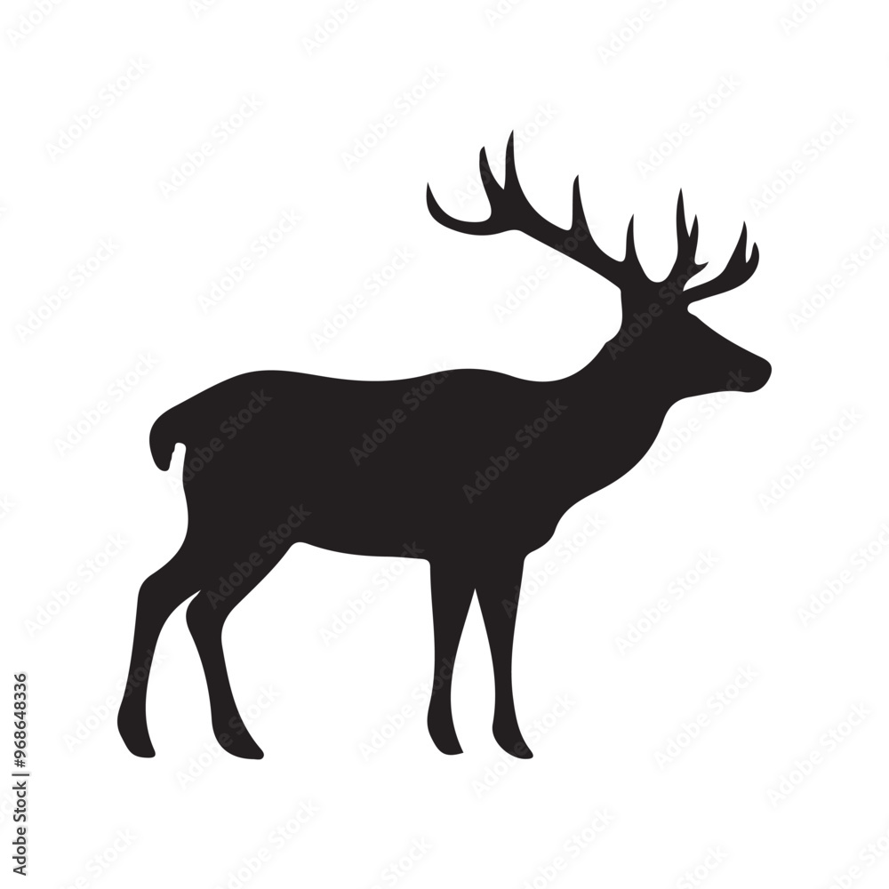 deer silhouette, wild deer silhouettes in flat style isolated on white background. Vector illustration deer silhouette, wild deer silhouettes in flat style isolated on white background. Vector illustration