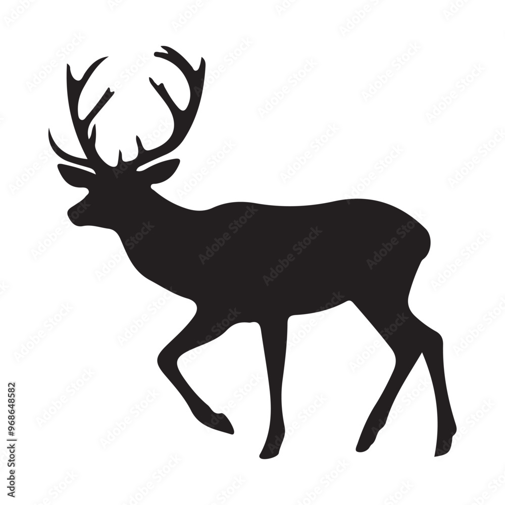Obraz premium deer silhouette, wild deer silhouettes in flat style isolated on white background. Vector illustration