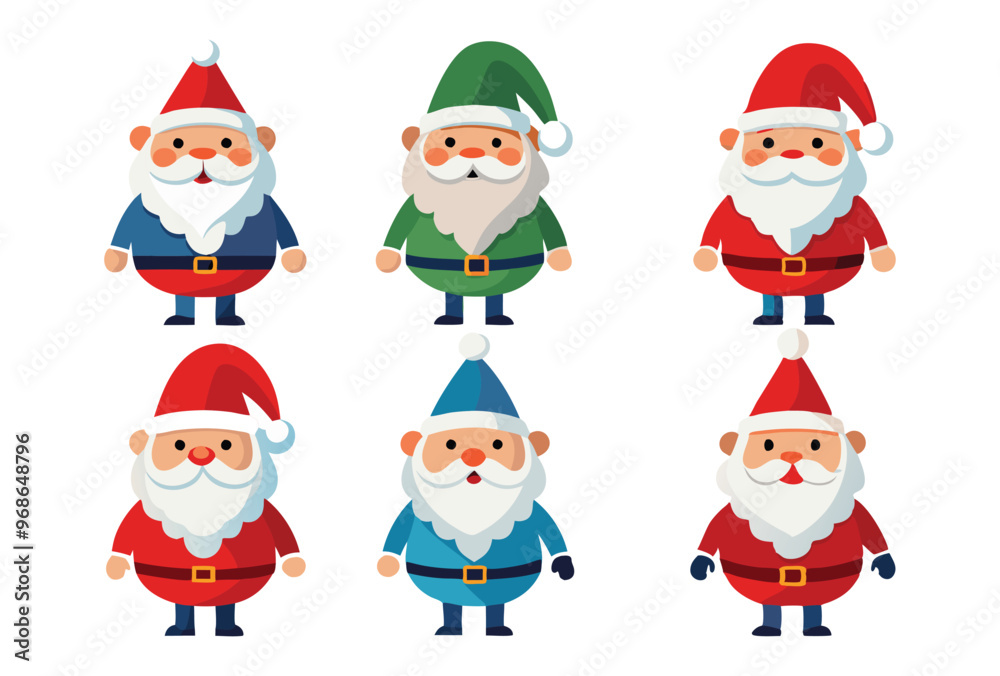 Set of Cute Cartoon Santa Claus Characters in Different Outfits Vector Illustration Set of Cute Cartoon Santa Claus Characters in Different Outfits Vector Illustration