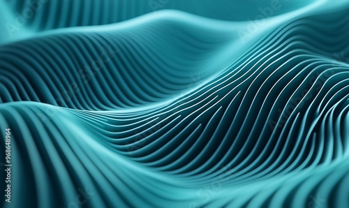 Abstract 3D Background of soft Waves in turquoise Colors. 