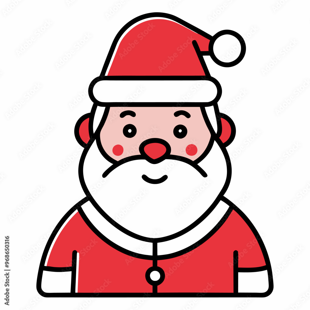 Cartoon illustration of Santa Claus with his iconic beard and hat Cartoon illustration of Santa Claus with his iconic beard and hat
