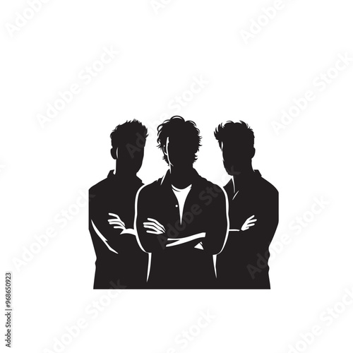 Friends enjoying silhouette. Friends group vector silhouette. Friendship day concept