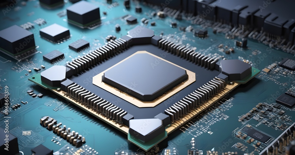 Powerful Computer Processor on Circuit Board Powerful Computer Processor on Circuit Board