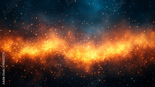 Grainy Dark Yellow Blue Orange Glowing Background with Abstract Elements