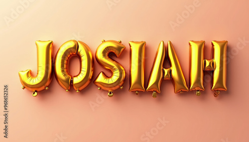 JOSIAH Golden 3D Balloon Letters on Solid Background photo