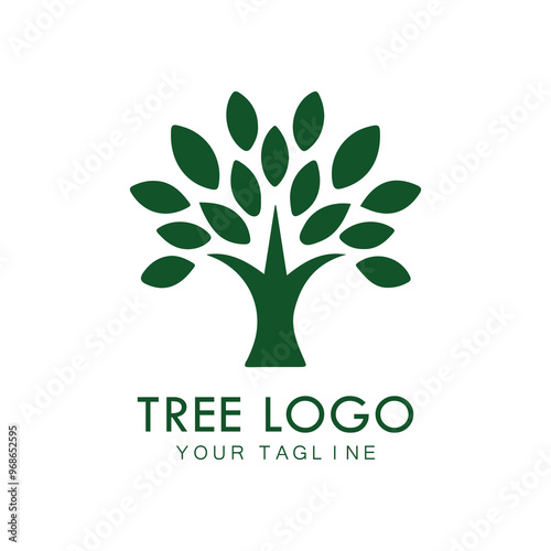 Tree unik icon concept of a stylized tree with leaves, lends itself to being used with text. photo