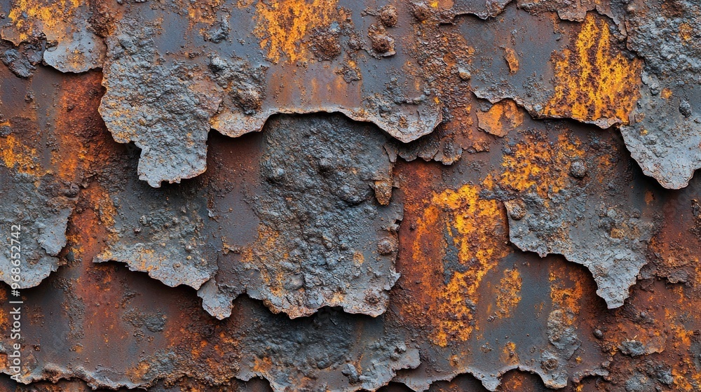 Close-up of a Rusty Corroded Metal Surface with Peeling Paint and Textured Layers of Oxidation Close-up of a Rusty Corroded Metal Surface with Peeling Paint and Textured Layers of Oxidation