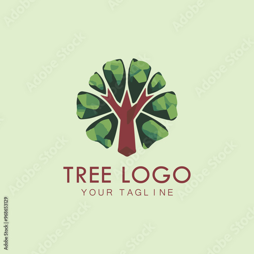 Tree icon concept of a stylized tree with leaves, lends itself to being used with text photo