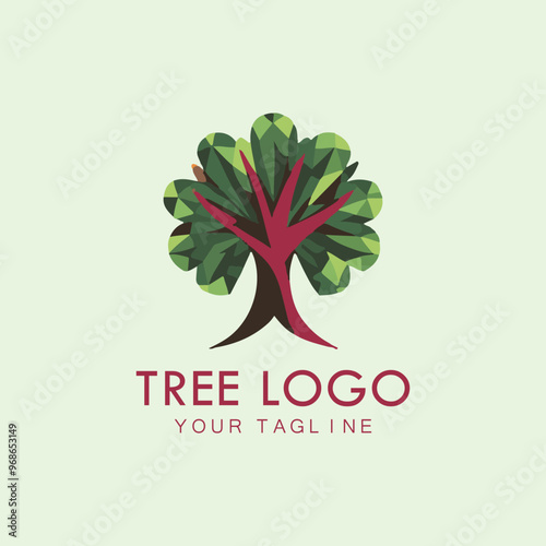 Tree icon concept of a stylized tree with leaves, lends itself to being used with text photo