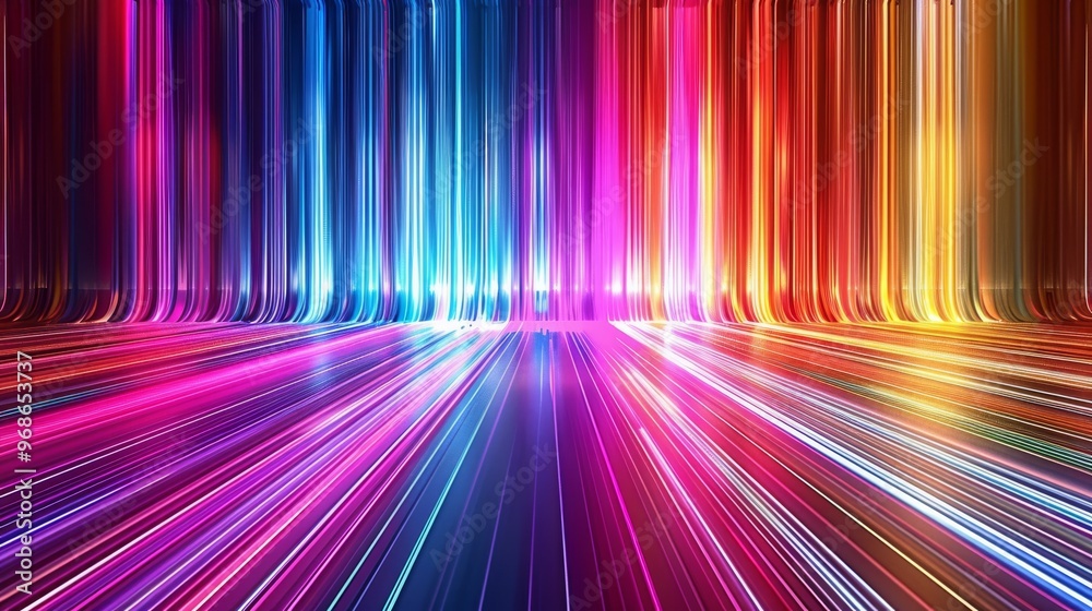 Vibrant Light Trails Illuminate a Dark Space in an Abstract Display of Color and Motion