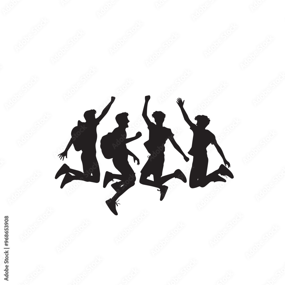 Obraz premium Friends enjoying silhouette. Friends group vector silhouette. Friendship day concept
