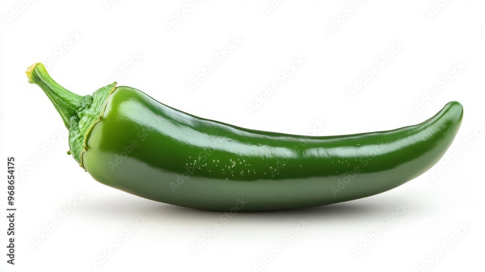 Fresh Green Jalapeño Pepper on a White Background Ready for Culinary Use and Spice Enhancement