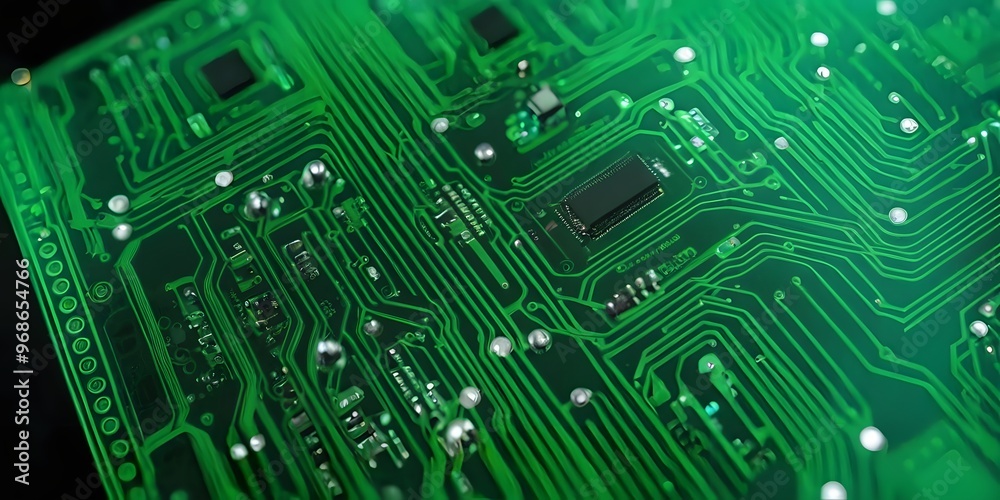 Green Circuit Board with Intricate Pathways Green Circuit Board with Intricate Pathways