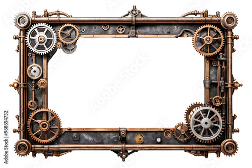 Steampunk border frame PNG transparent background