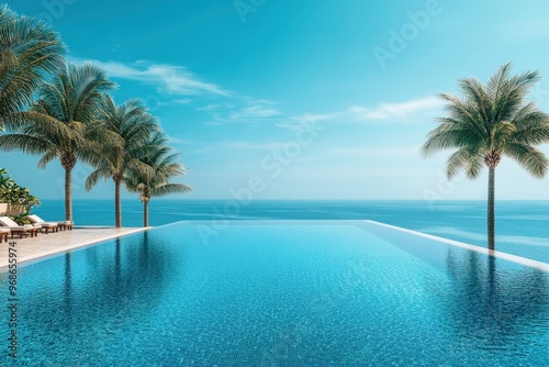 Serene Quilled Paper Filigree Infinity Pool at Luxury Resort Overlooking Ocean | High-End Relaxation Concept