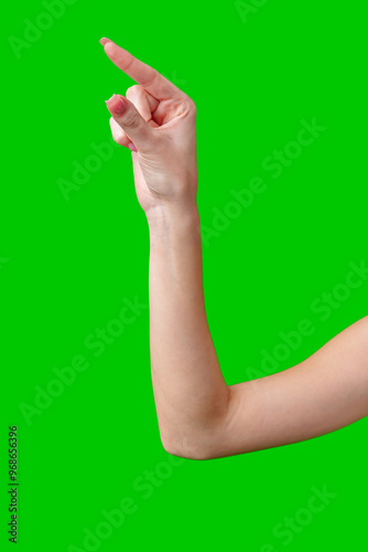 Female Hand Making Gesture Against Green Screen