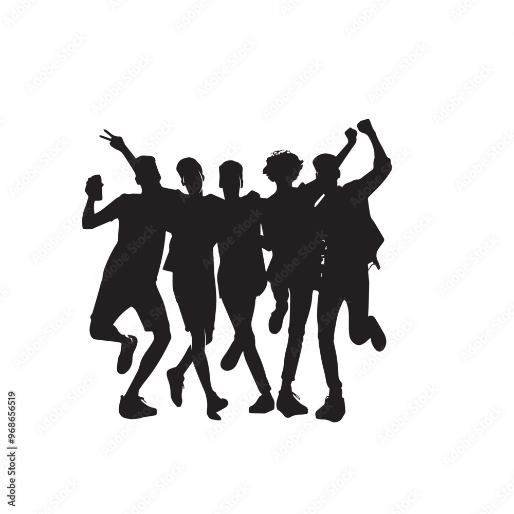 Friends group silhouette. Friendship day concept. Friends enjoying vector silhouette. Friends group silhouette. Friendship day concept. Friends enjoying vector silhouette.