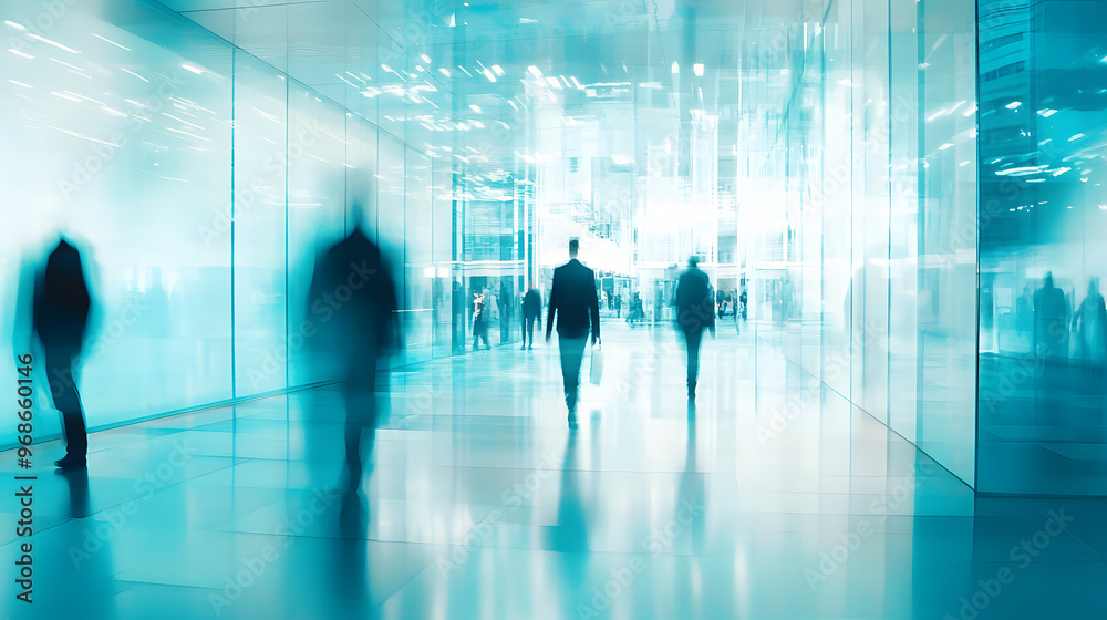 Blurred crowd walking on a moving escalator in a bustling airport terminal Blurred crowd walking on a moving escalator in a bustling airport terminal