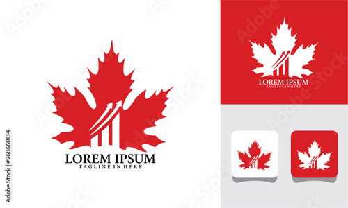 accounting maple leaf logo icon set