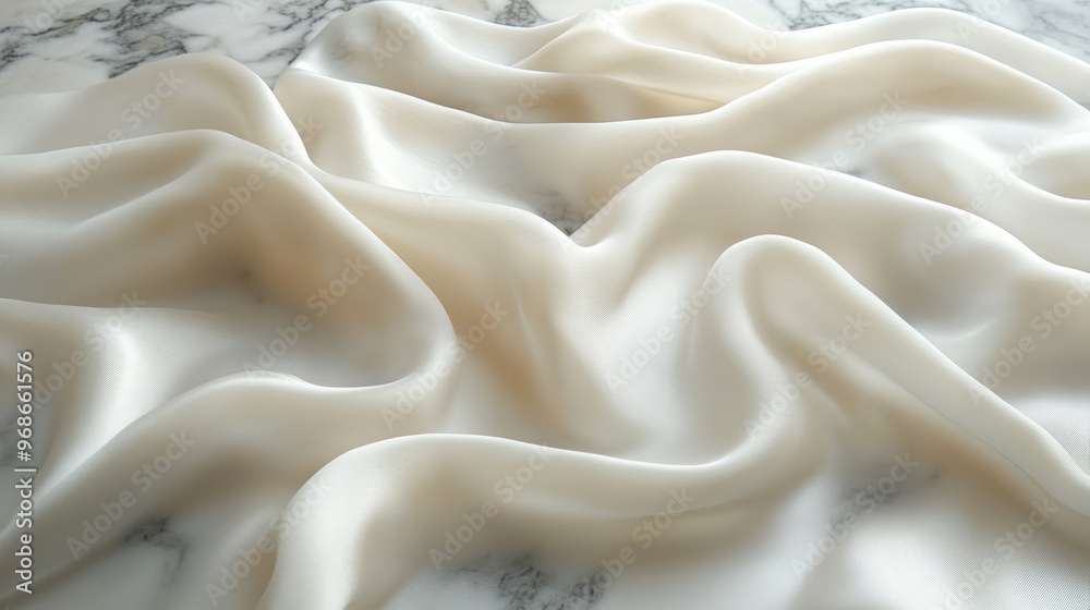 Silk fabric with soft folds on marble Silk fabric with soft folds on marble