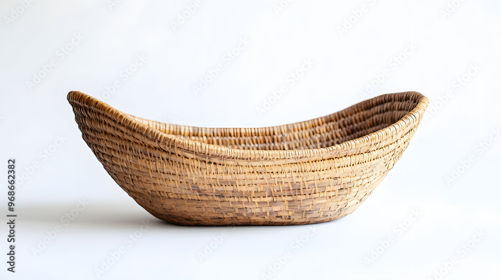 Obraz premium Isolated wicker basket with handles on white background