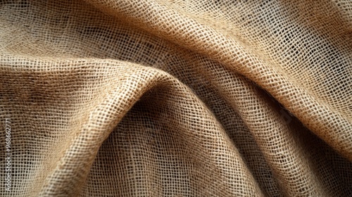 Close-up of Brown Burlap Fabric with a Crinkled Texture