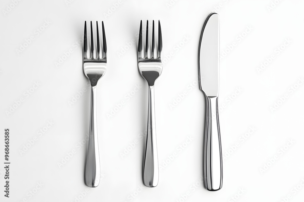 High-Quality Silver Fork and Knife Top-Down View High-Quality Silver Fork and Knife Top-Down View