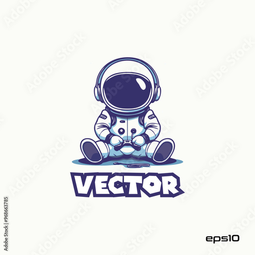 Astronaut sitting logo, vector, mascot, character, cartoon, illustration, eps10