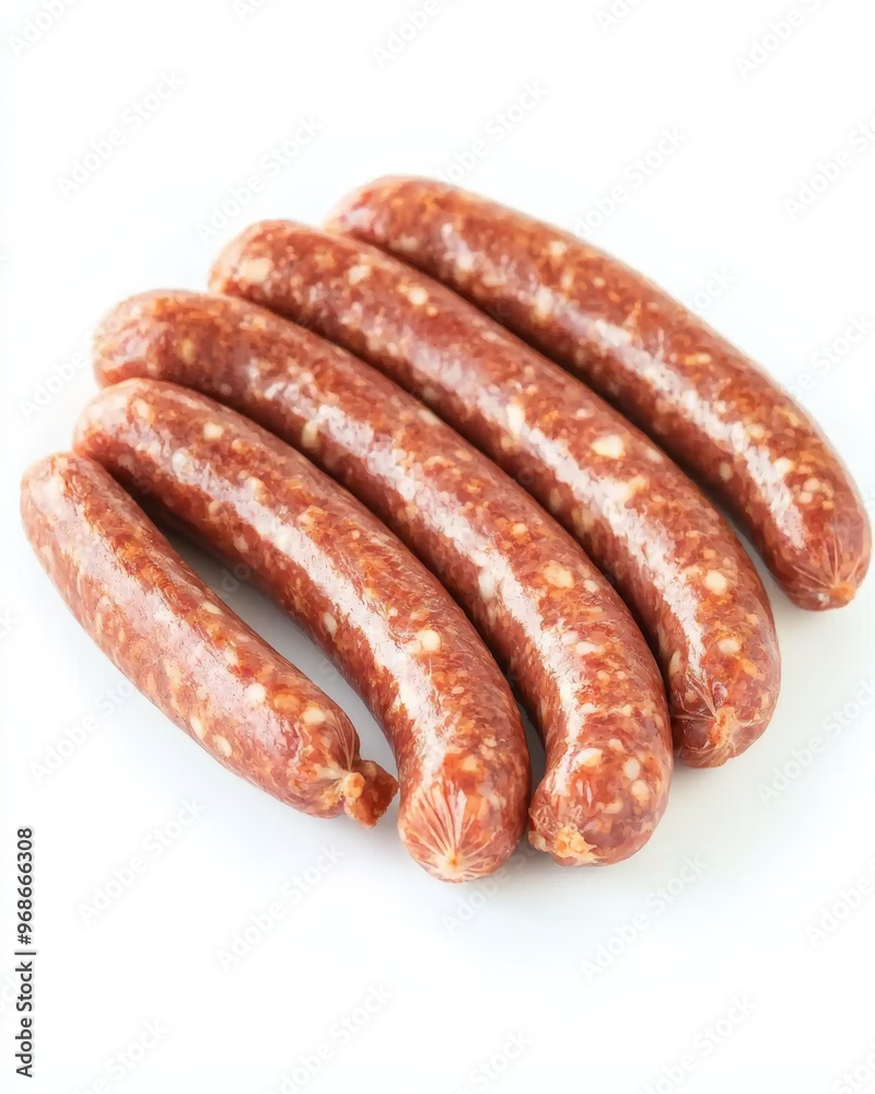 Uncooked pork sausages isolate on white background Uncooked pork sausages isolate on white background