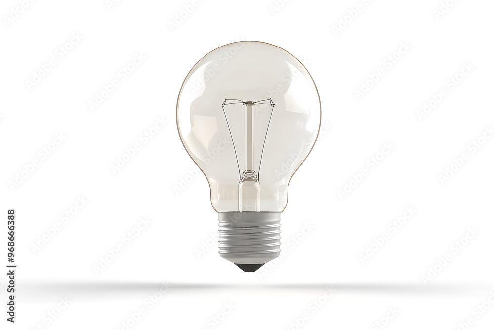 3D Realistic Render of Floating Light Bulb Icon 3D Realistic Render of Floating Light Bulb Icon