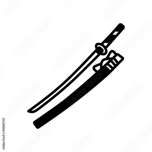 Samurai Swords Glyph Icon, Vector illustration