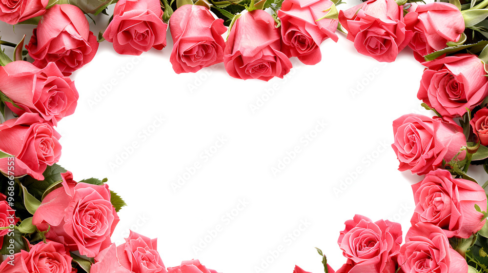 Group of Rose hearth frame isolated over white ai generative Group of Rose hearth frame isolated over white ai generative