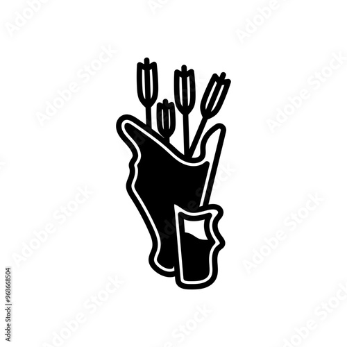 Back Quiver Glyph Icon, Vector illustration