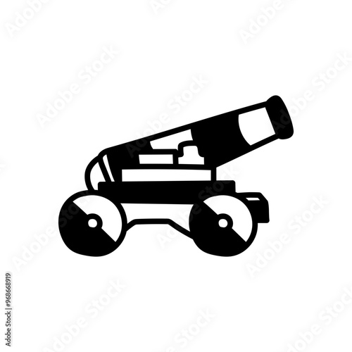 Big Gun Cannon Glyph Icon, Vector illustration