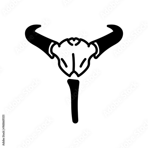 Wild Buffalo Horns Glyph Icon, Vector illustration