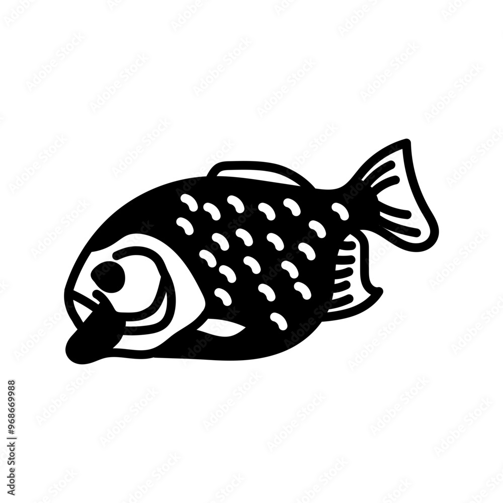 Piranha Fish Glyph Icon, Vector illustration