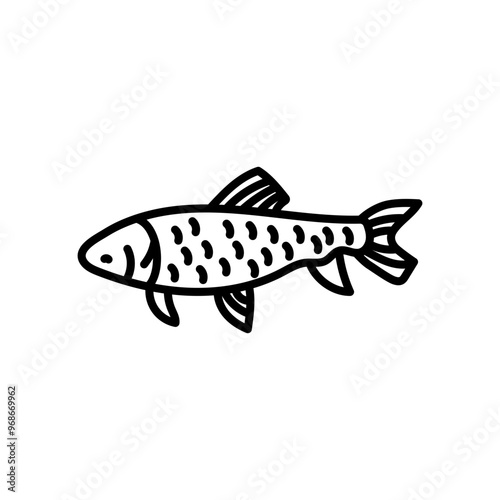 Fish Taxidermy Outline Icon, Vector illustration