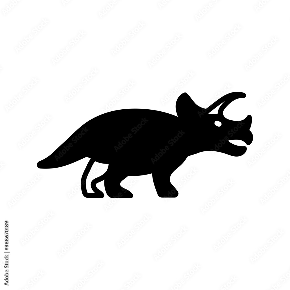 Triceratops Glyph Icon, Vector illustration Triceratops Glyph Icon, Vector illustration