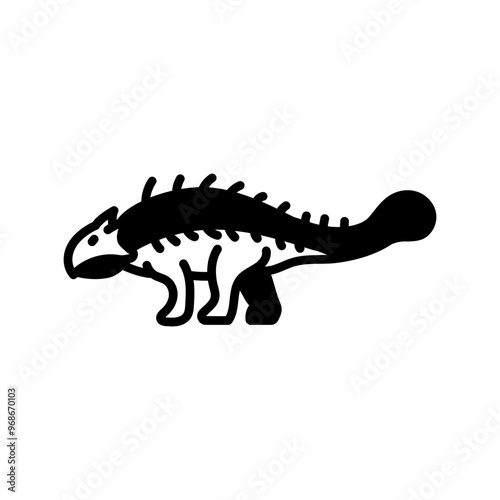 Ankylosaurus Glyph Icon, Vector illustration